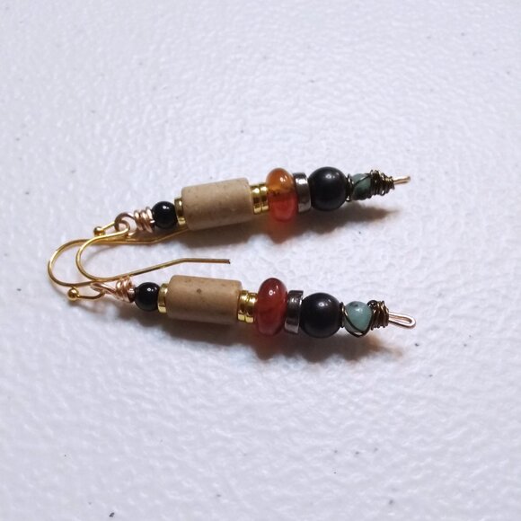 Handmade: Stack Earrings! Beaded Semi-Precious Stones ~ Each Pair is different! - Picture 7 of 8